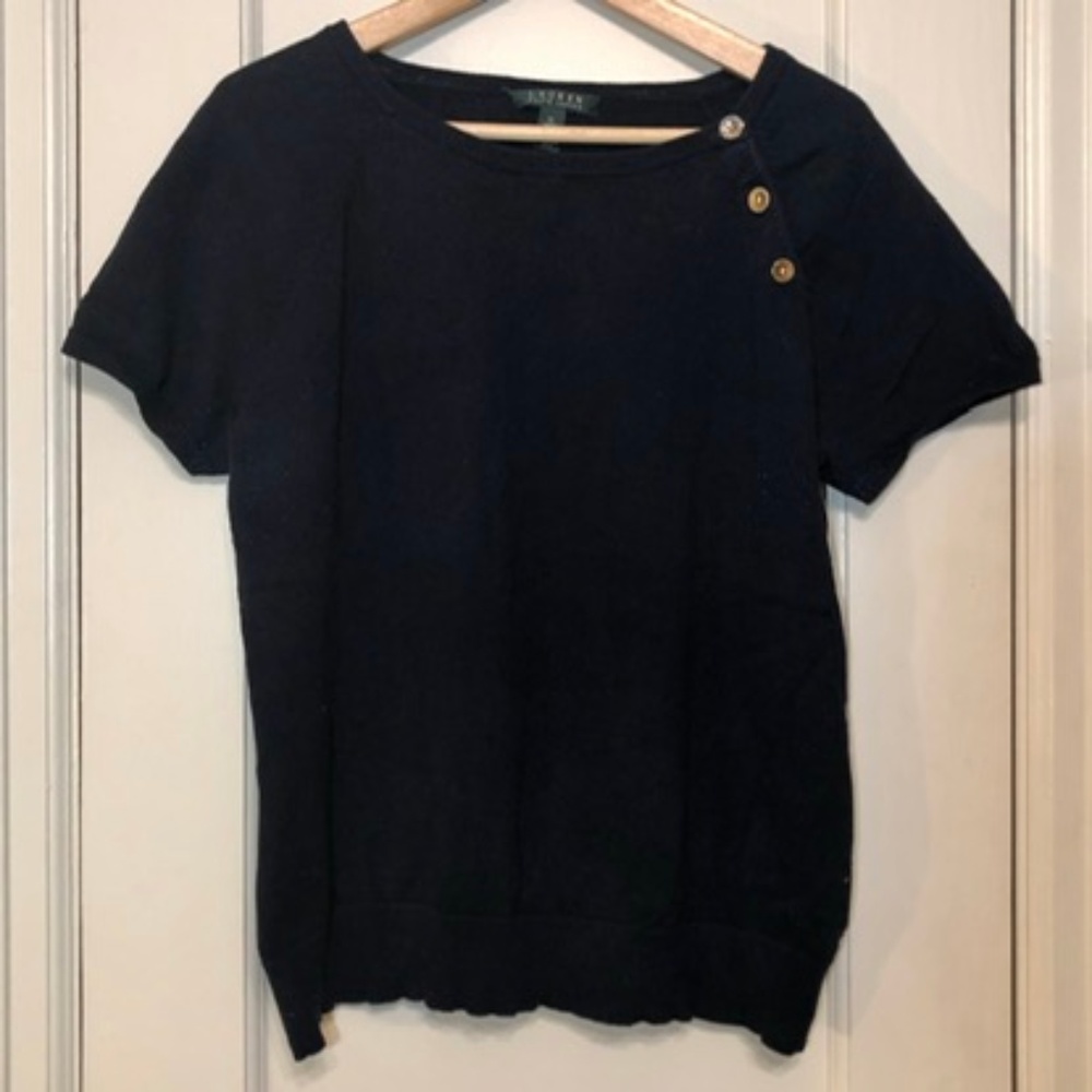 Navy Short Sleeve Sweater - Ralph Lauren
